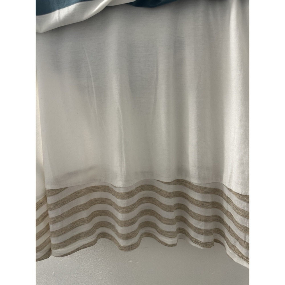 Anthropologie Puella Top Tunic Beige/Green/White Striped Short Sleeve Size S - Picture 6 of 12